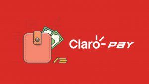 Imagem de uma carteira com algumas notas de dinheiro. Ao lado o logotipo da Claro com a escrita