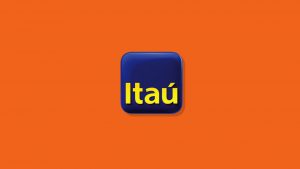 Imagem com fundo laranja e o logo do Itaú no centro.