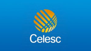 Logotipo da Celesc em um fundo azul
