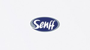 Logotipo do Cartão Senff em azul e em um fundo branco.